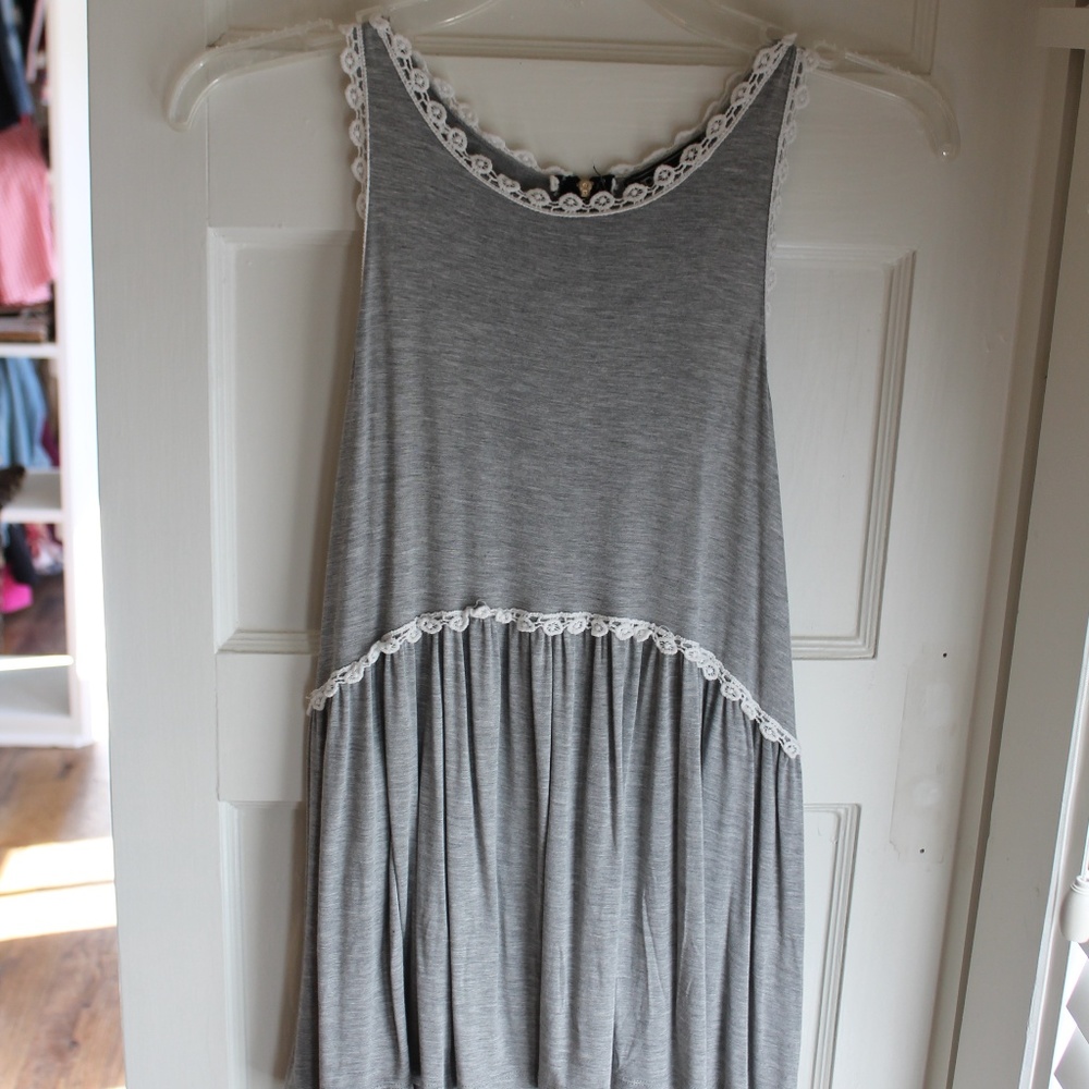 Heather Grey Tank with Lace Detail